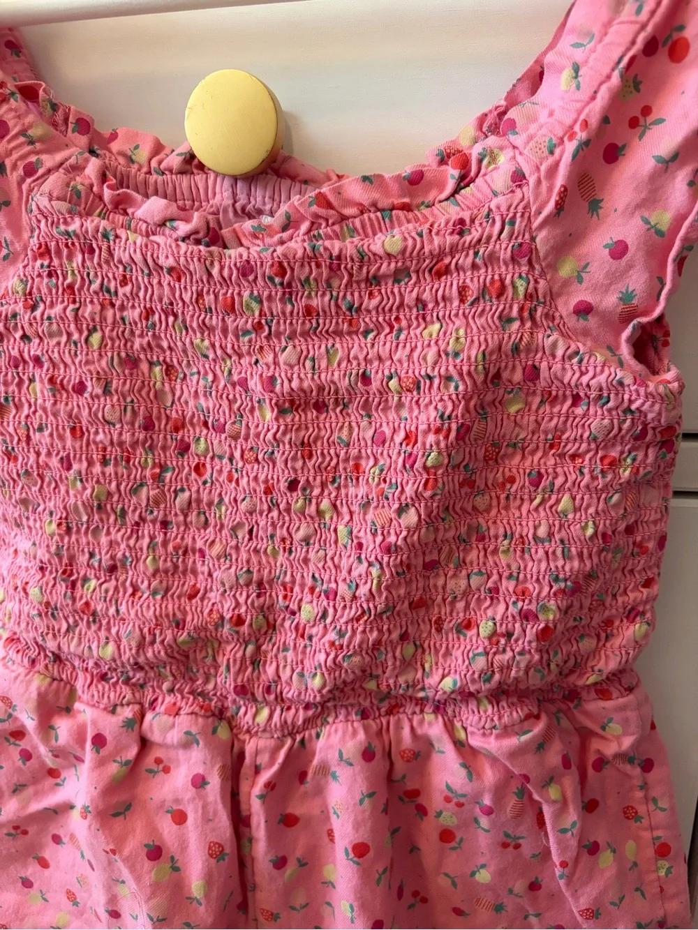 Baby Gap Girls 5 Smocked Fruit Floral Romper Pink 100% Cotton